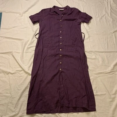 Vestido abotonado 100 % lino vintage para mujer talla 16 hecho en EE. UU. Foto 1 de 4