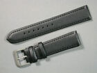 echt Leder Uhrenarmband Schwarz Seidenmatt 20mm silbergraue Schließe 8623