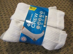 Member's Mark Crew-Herrensocken 8 Paar 79 % Baumwolle Größen 6-12 WEISS HERGESTELLT IN DEN USA NEU - Bild 1 von 5