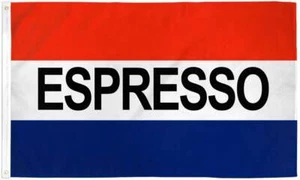 10 x "ESPRESSO" flag 3x5 ft polyester banner sign cafe coffee red white blue RWB - Picture 1 of 6