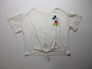 Disney Beige Mickey Mouse Tie Front Knot Graphic Crop Top Girl's Size XXL (19) - Picture 1 of 6