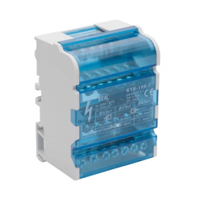 100A 4 Pole 7 Way Power Distribution Block Din Rail Mounted - Image 1 of 4