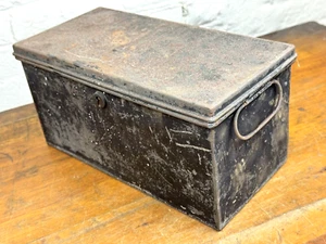 Antigua caja de documentos de hojalata con asas, sin llave ~ oficina, almacenamiento de escritorio, baratijas - Imagen 1 de 8