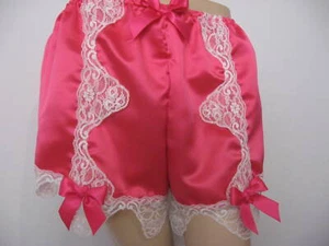 pink satin French knickers lace Cream Adult feminine Lingerie Opaque Lolita UK - Picture 1 of 2