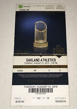 8/31/10 A's Athletics Yankees Luxury Suite Season FULL Ticket Stub Hughes Win