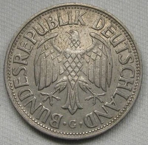1954-G Germany 1 Mark XF Coin AD932 - Picture 1 of 3