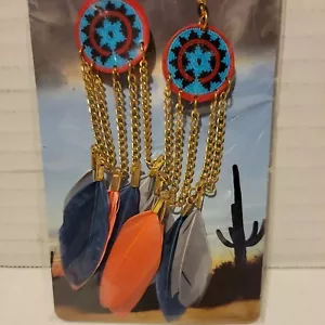 Western Native American style Costume Accessories Feather Earrings - Picture 1 of 3