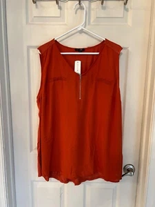 Papermoon Brighton Sleeveless Blouse Zip Tank Top Burnt Orange Relaxed 3X NEW - Picture 1 of 9