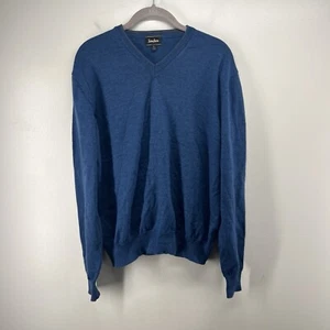 Neiman Marcus Mens Merino Wool Sweater Medium Blue V-Neck Long Sleeve Pullover - Bild 1 von 6