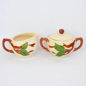 Franciscan Apple Creamer and Sugar Bowl Set Red Green Hand Painted Earthenware - Picture 1 of 11
