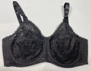 Vintage Bra SIZE 34D black lace VANITY FAIR 60s 70s classic soft cup satin strap - Bild 1 von 9