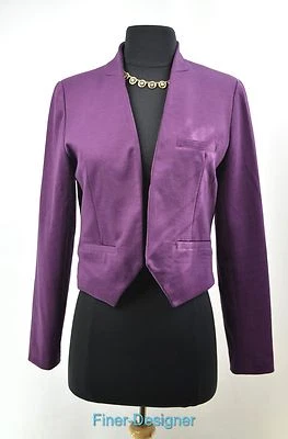 Cynthia Rowley Blazer suit Jacket open ponte knit crop top purple SZ S Small NEW - Image 1 of 4
