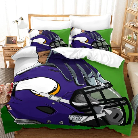 Minnesota Vikings Bedroom Comforter/Quilt Cover Pillowcases Duvet Cover Set New Cover