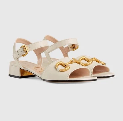 NWT Gucci Women's Leather Horsebit Sandals in Beige Size 41 US 11  655413 - Image 1 of 4
