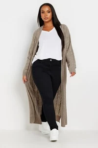 Yours Curve Women's Plus Size Cable Knit Maxi Cardigan - Picture 1 of 7