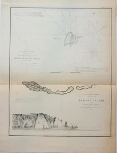1854 s/w US Coast Survey chart map Anacapa Island Santa Barbara California - Bild 1 von 11