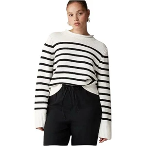 J Crew Heritage Cotton Rollneck Sweater in Stripe Womens Size S - Picture 1 of 10