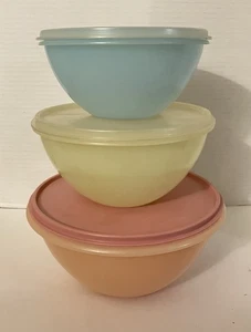 Vintage Tupperware Rührschüsseln Set/3 236 ROSA 234 BLAU 235 GELB - Bild 1 von 4