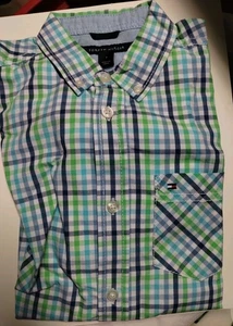 Tommy Hilfiger Boys Button-Up Plaid Shirt Long Sleeve Size 7 Multicolor - Picture 1 of 2