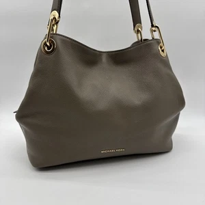 Authentic Michael Kors Taupe Raven Leather Hobo Bag READ - Picture 1 of 16