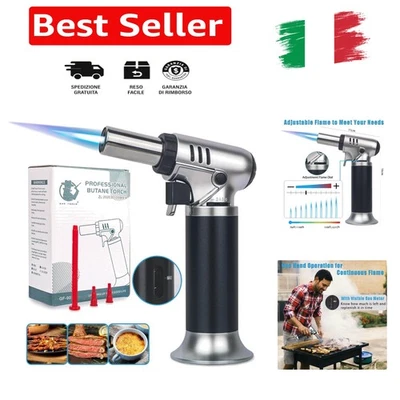 Cannello da Cucina, Regolabile e Ricaricabile, Bruciatore a Gas con Blocco di... - Immagine 1 di 4
