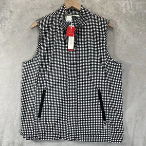 Talbots Black White Gingham Check Terry Lined Vest L NEW - Picture 1 of 9