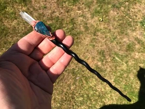 Rosewood Crystal Wand, 21 grams , REIKI. Natural, Crystals, Quartz, Azurite. - Picture 1 of 11
