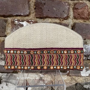 Jute Cottage clutch purse, (burlap, Woven, Tapestry) Zip Bag - Picture 1 of 8