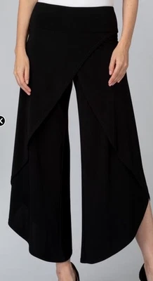 Joseph Ribkoff Black Harem Wide Leg High Slit Overlay Dress Palazzo Pants Sz 8 - Image 1 of 4
