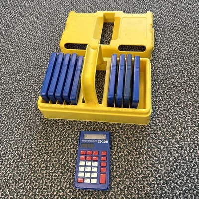 Lote de 10 calculadoras Texas Instruments matemáticas con cubiertas y carrito TI-108 Foto 1 de 4