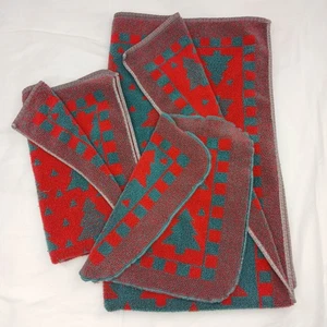 Vintage Shula Wardinon Wende Weihnachtsbaum Badetuch 3er Set - Bild 1 von 5