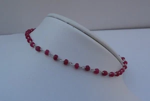 925 STERLING SILVER CUSTOM MADE LADIES ANKLET W/ 8 CTS  GENUINE RUBY - Picture 1 of 4