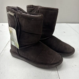 Bearpaw Brown Emma Short Cow Suede Sheepskin Winter Boots Women’s Size 8 - Picture 1 of 10