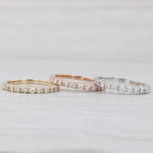 Set of 3 Tri-Toned 0.70ctw Diamond Rings 14k Gold Stackable Wedding Size 6.75 - Picture 1 of 11