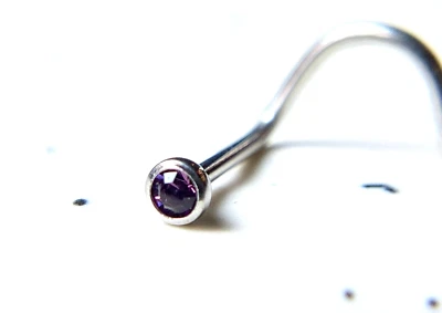 Anillo de tornillo de nariz de acero quirúrgico de 1 pieza con bola de gema de ajuste a presión de 2 mm - elige el color Foto 1 de 4