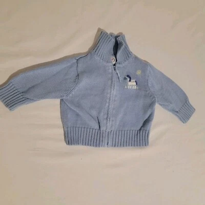 Cárdigan Vintage Talbots Bebé Talla 6 Meses Cremallera Completa Azul Caballo Bordado Foto 1 de 4