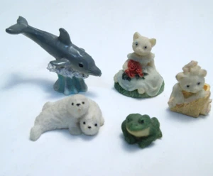Miniature Animal Figurines Kittens Dolphin Frog & Seals Resin READ - Picture 1 of 14