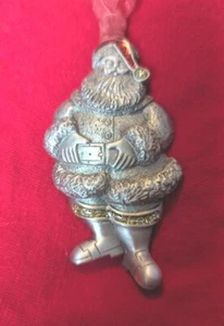 Vintage Pewter Gloria Duchin USA Christmas Ornament Embellished Santa Claus 2003 - Picture 1 of 7