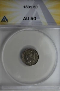 1831  .05  ANACS  AU 50  1800's Half Dime, CAPPED BUST Half Dime - Picture 1 of 2