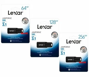 Lexar 32GB 64GB 128GB 256GB JumpDrive S80 USB3.1 USB Flash Drive AU - Picture 1 of 5