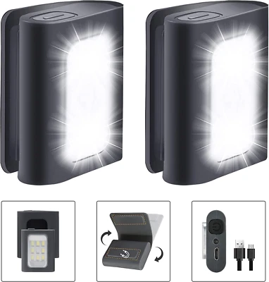 2Pack Clip on Running Lights, Rechargeable Magnetic LED Safety Lights with Red S - Image 1 of 4