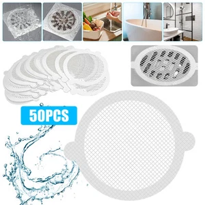 50 Pcs Disposable Shower Drain Hair Catcher Mesh Sticker Strainers for Bathroom - Picture 1 of 7