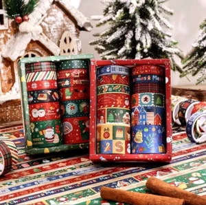Juego de 12 rollos de cinta Washi de Navidad hágalo usted mismo papel adhesivo regalo manualidades - Imagen 1 de 9