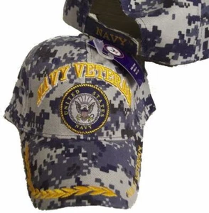 NEW USA NAVY VETERAN STYLE HAT blue camo cap OFFICIALLY LICENSED BY THE US NAVY - Picture 1 of 2