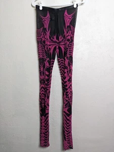 Dolls Kill Widow Ill Fated Love Mesh Leggings Size Small Pink Black Goth Grunge - Picture 1 of 5