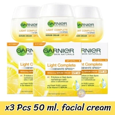 Garnier Light White Complete Speed Whitening Serum Cream Day Cream 50ml x 3 Pcs - Image 1 of 4