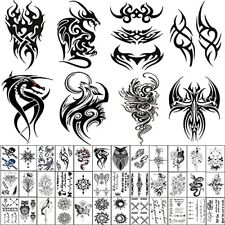 45 Sheets Temporary Tattoos for Men Tribal Totem Tattoo Stickers Black Fake