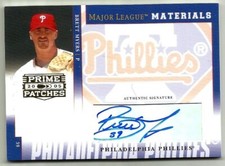 2005 DONRUSS PRIME PATCHES - BRETT MYERS AUTOGRAPH - PHILADELPHIA PHILLIES MLM19