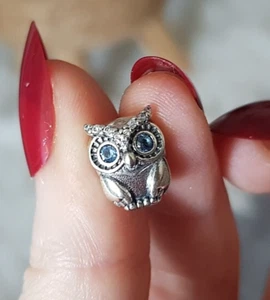 925 SILBER CHARM Murano Sicherheitskette Anhänger Pandora Armband ZIRKONIA EULE - Bild 1 von 2