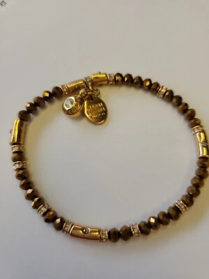Pulsera elástica Henri Bendel y cristales de Swarovski oro marrón Foto 1 de 4
